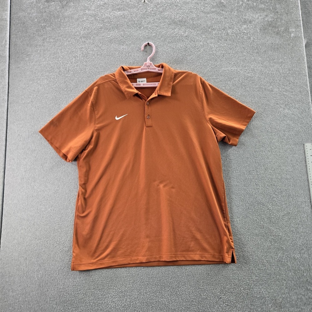 Nike Men Polo XL Orange CI4470-802 Logo Swoosh Golf Short Sleeve READ